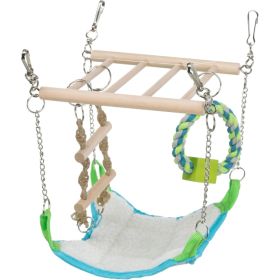 Small Animal Suspension Bridge, Hanging Cage Accessory With Hammock And Climbing Toys (Option: WHITE)